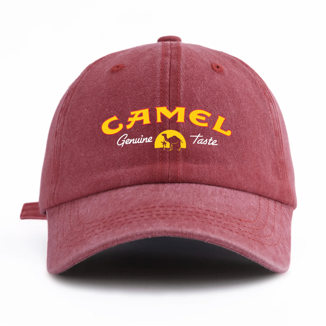 Camel Print Washed Baseball Cap For Adults, Minimalist Retro Style Casual Soft