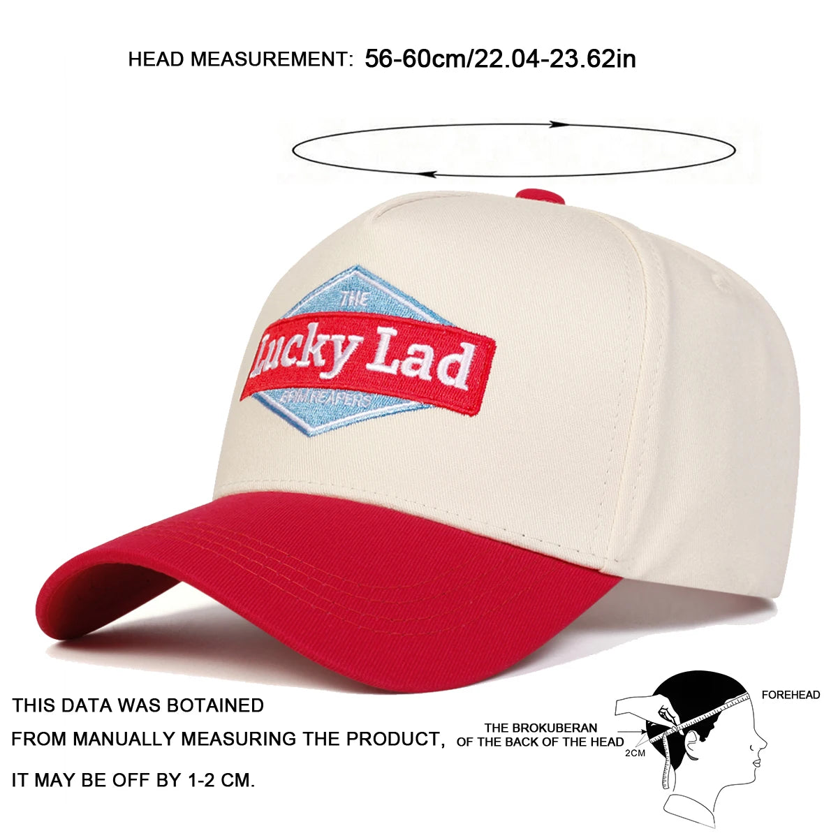 Unisex Lucky Lad Letter Embroidery Baseball Caps Spring and Autumn