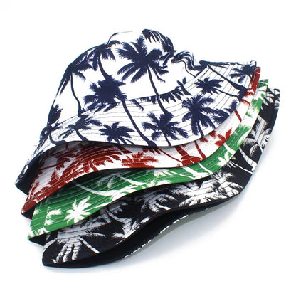 Hawaii Double-Sided Coconut Tree Fisherman Hat Men's and Women's