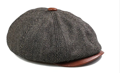Men Street Bonnet 55% Wool Beret Sheepskin Camel/Grey Male Thin Hats