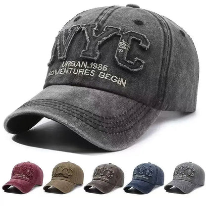 Vintage Washed Denim Snapback Peaked Cap Baseball Cap