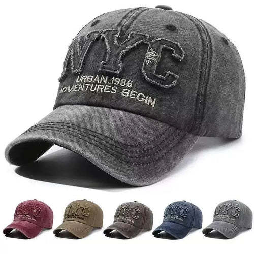 Vintage Washed Denim Snapback Peaked Cap Baseball Cap