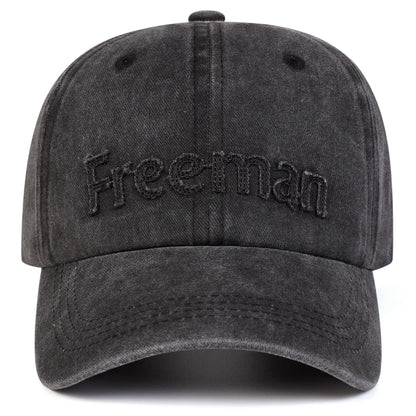 Unisex Freeman Letter Embroidery Washed Baseball Cap Spring Autumn