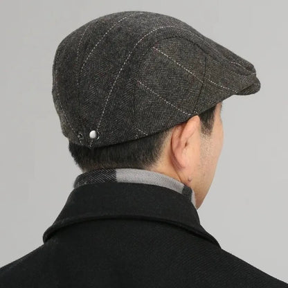 Casual Herringbone Grid Newsboy Caps Wool