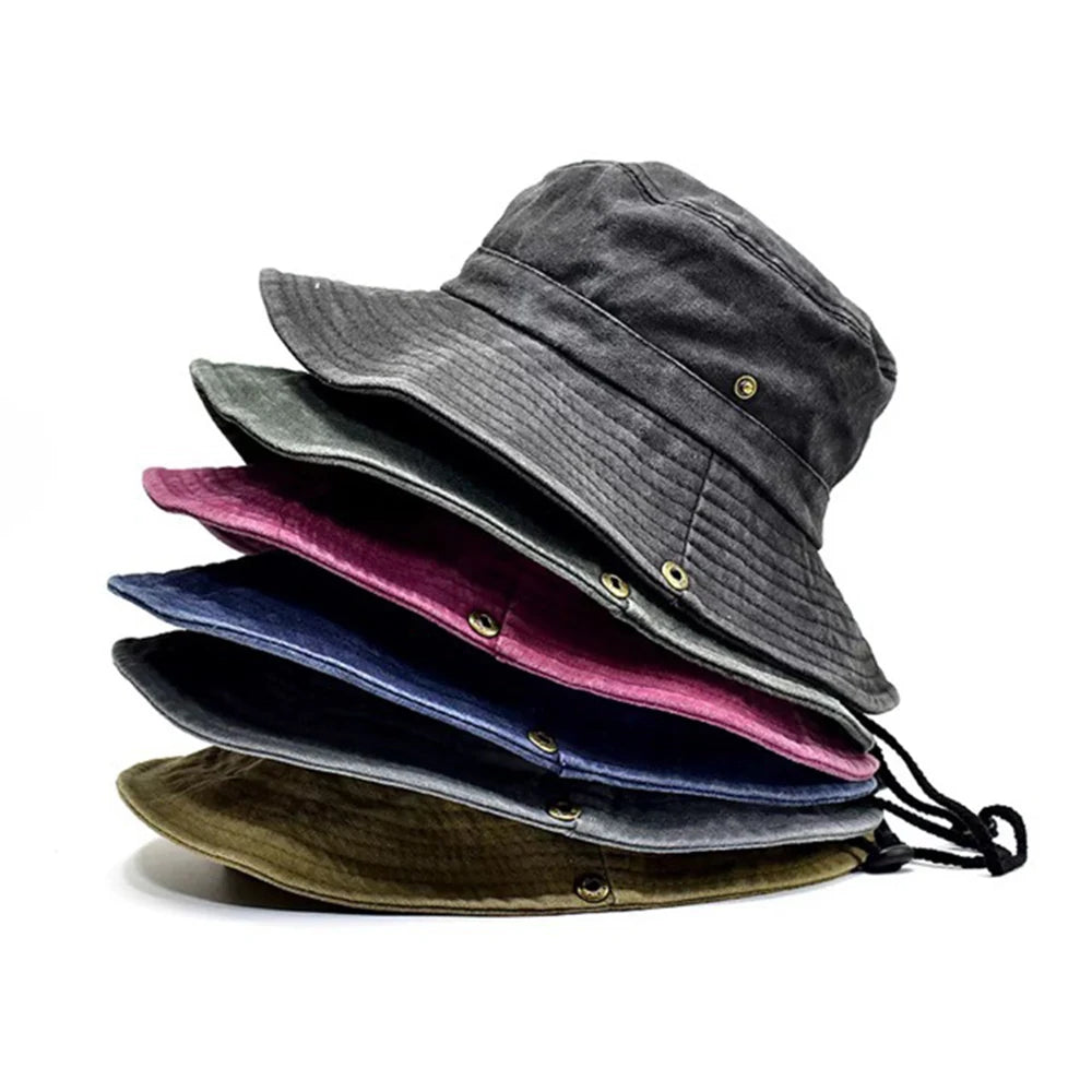 Outdoor Sun Protection Hat Vintage Washed Cotton Bucket Hat