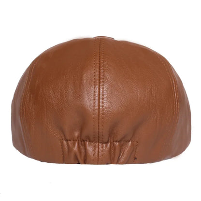 2025 Autumn And Winter Leather Solid Newsboy Caps