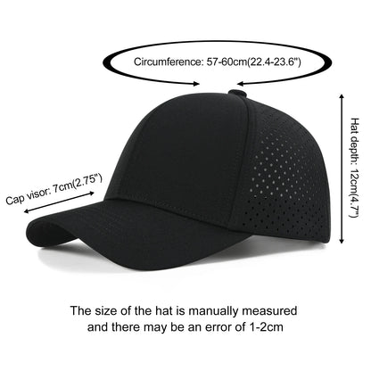 Men Quick Dry Baseball Cap Laser Cut Mesh Ball Curved Brim Snapback Hat