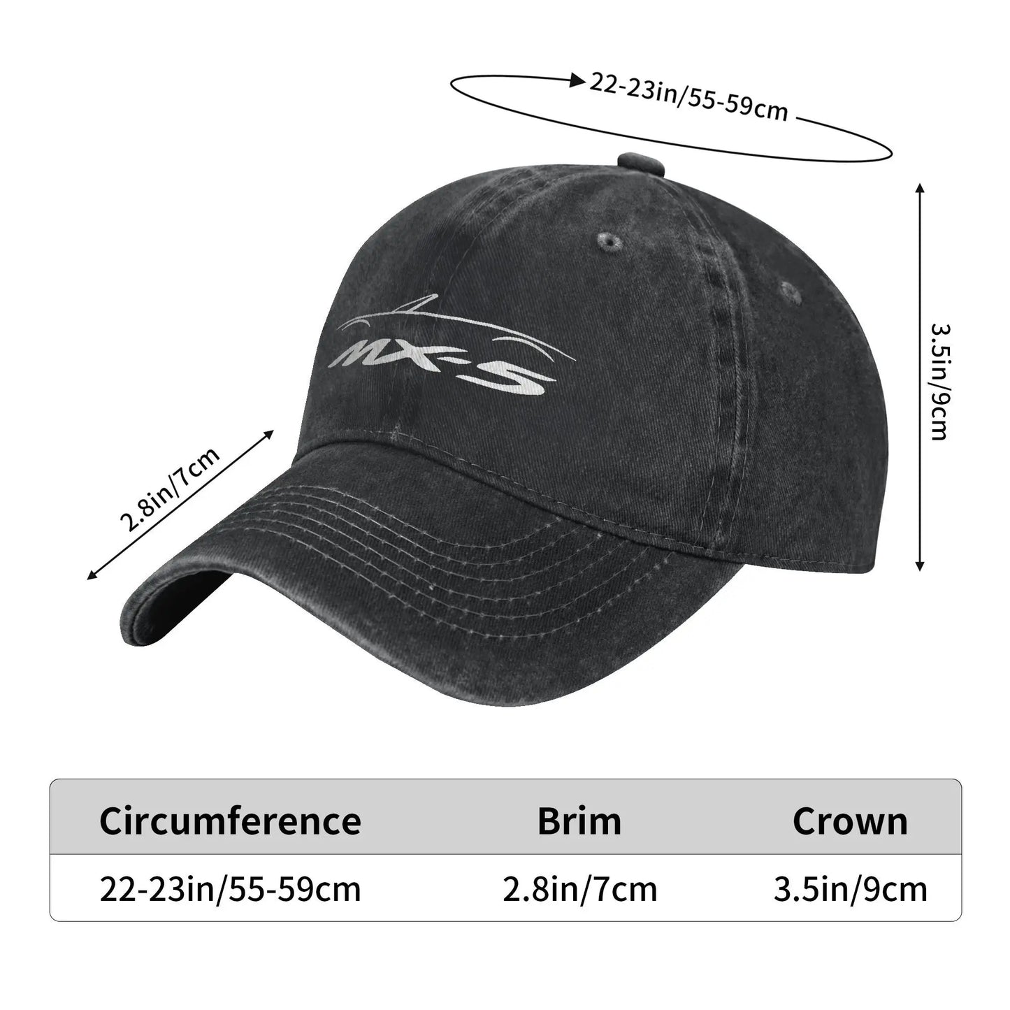 MX5 NA Racing Sport Baseball Cap Vintage Distressed Denim Headwear