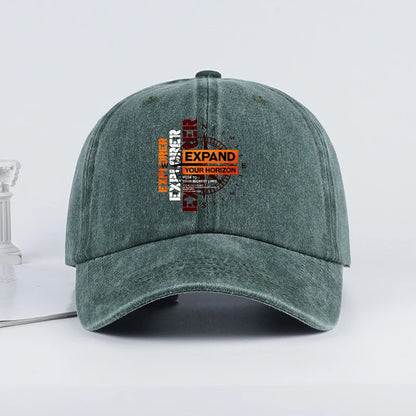 Explorer Compass Print Washed Baseball Cap