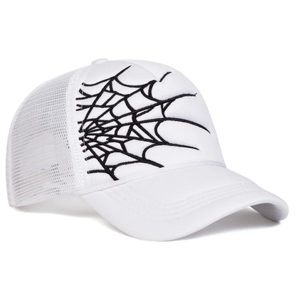 Unisex Spider Web Embroidery Baseball Net Caps Spring and Summer