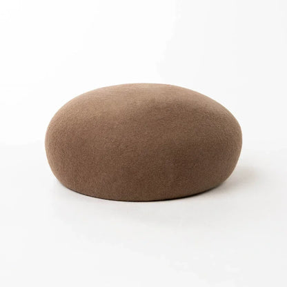 Women Wool Felt Berets Hat Vintage Hard Top Concave Top Fedoras Hats