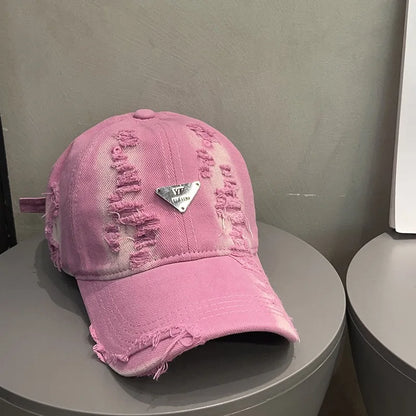 Distressed Ripped Baseball Cap Unisex Summer