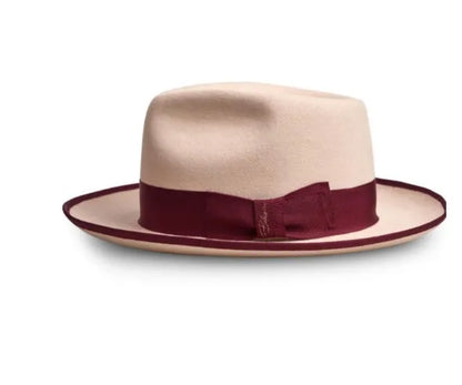 Men Women Wool Felt Fedora Hat Retro British Style Two Tone Jazz Cap