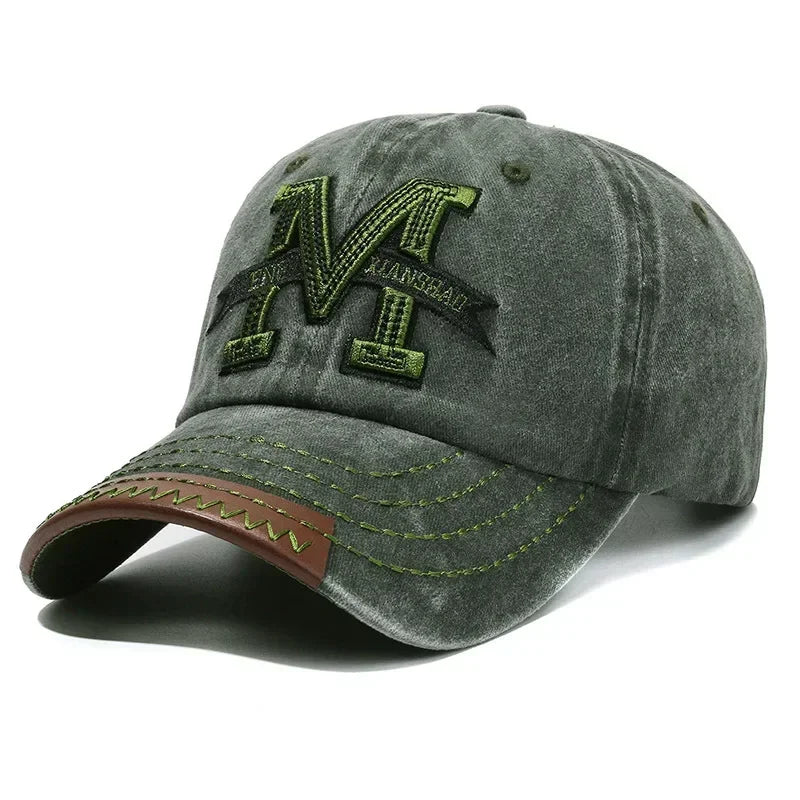 Unisex Baseball Cap M Letter Embroidery Dad Hat Women Men Outdoor Washed Cotton Cap