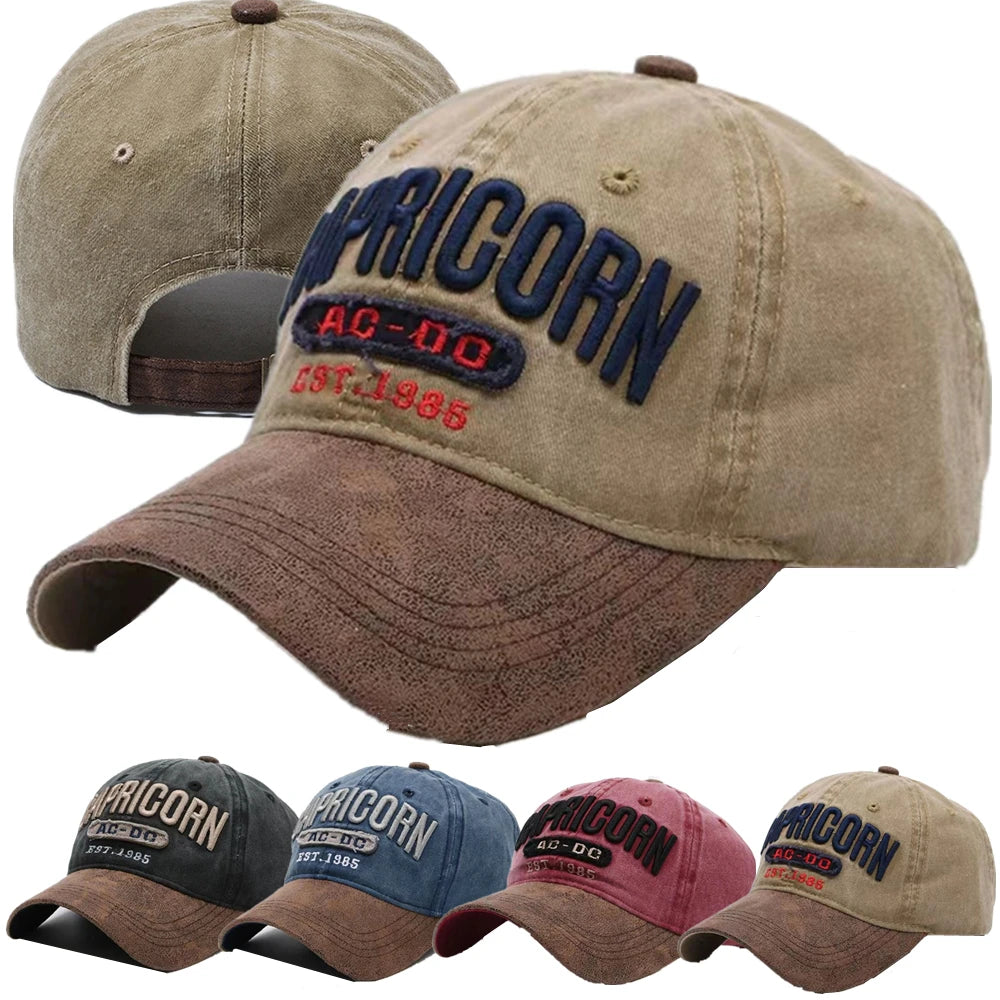 Unisex Cap Washed Cotton AC-DC letter Embroidery Baseball Cap