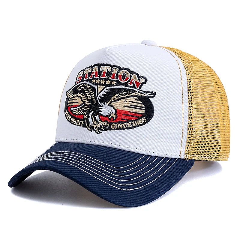 Unisex Summer Fishing Cap with Big Eagle Embroidery Men Women