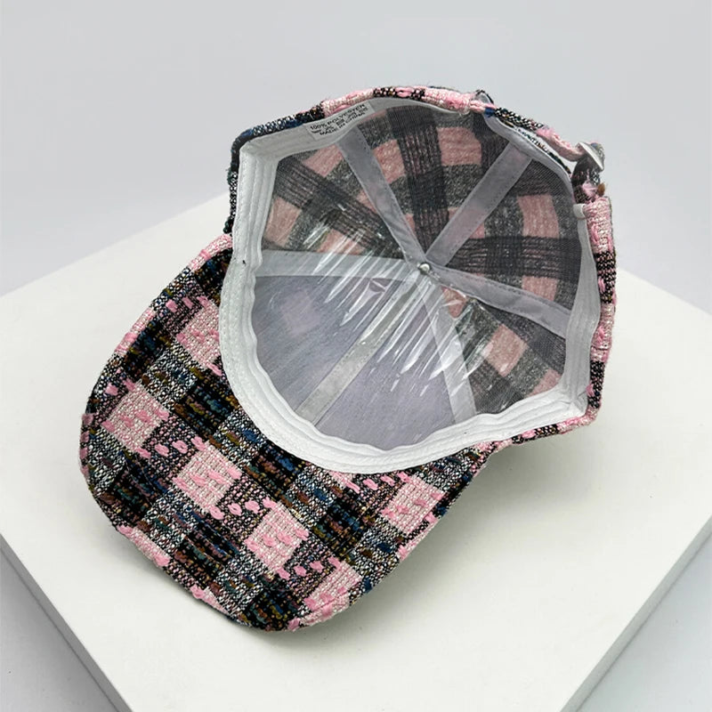 New Men Women Check Houndstooth Color Block Baseball Hats