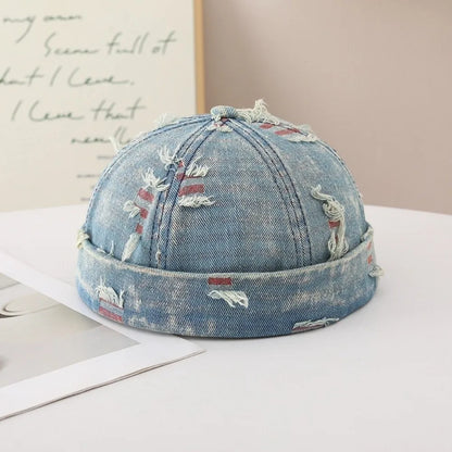 Broken Denim Docker Cap Cotton