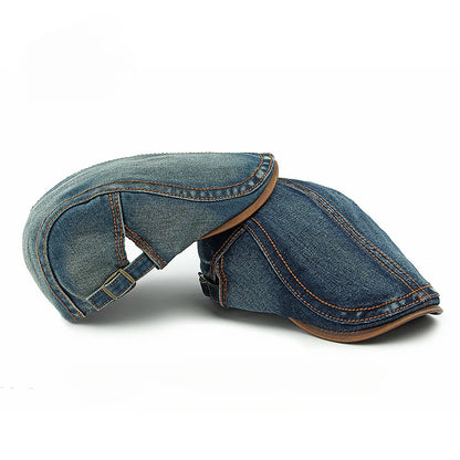 Spring New Washed Denim Hat Men's Beret British Retro Cap