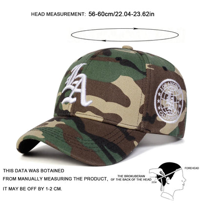 Unisex Gothic LA Embroidery Camouflage Baseball Caps