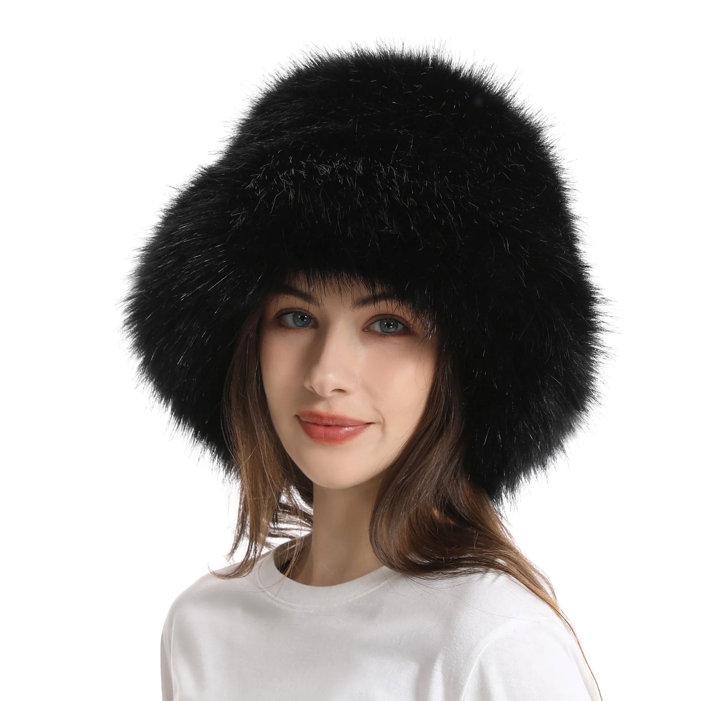 Hat Woman Winter Faux Fur Fisherman Hat Woman