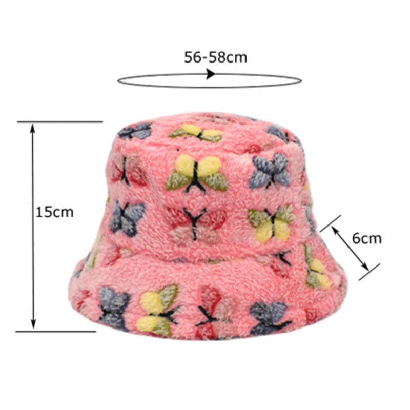 Winter Bucket Hat Women's Fashion Leopard Panama Warm Hats Female Vintage