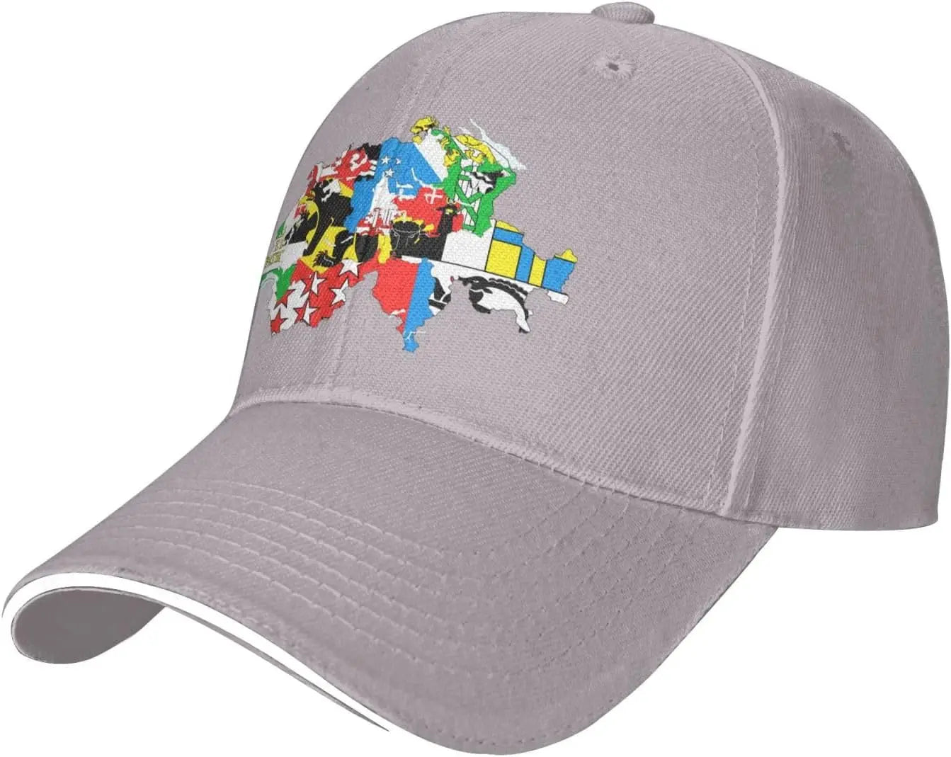 Switzerland Canton Map Flags Baseball Cap Polyester Casual