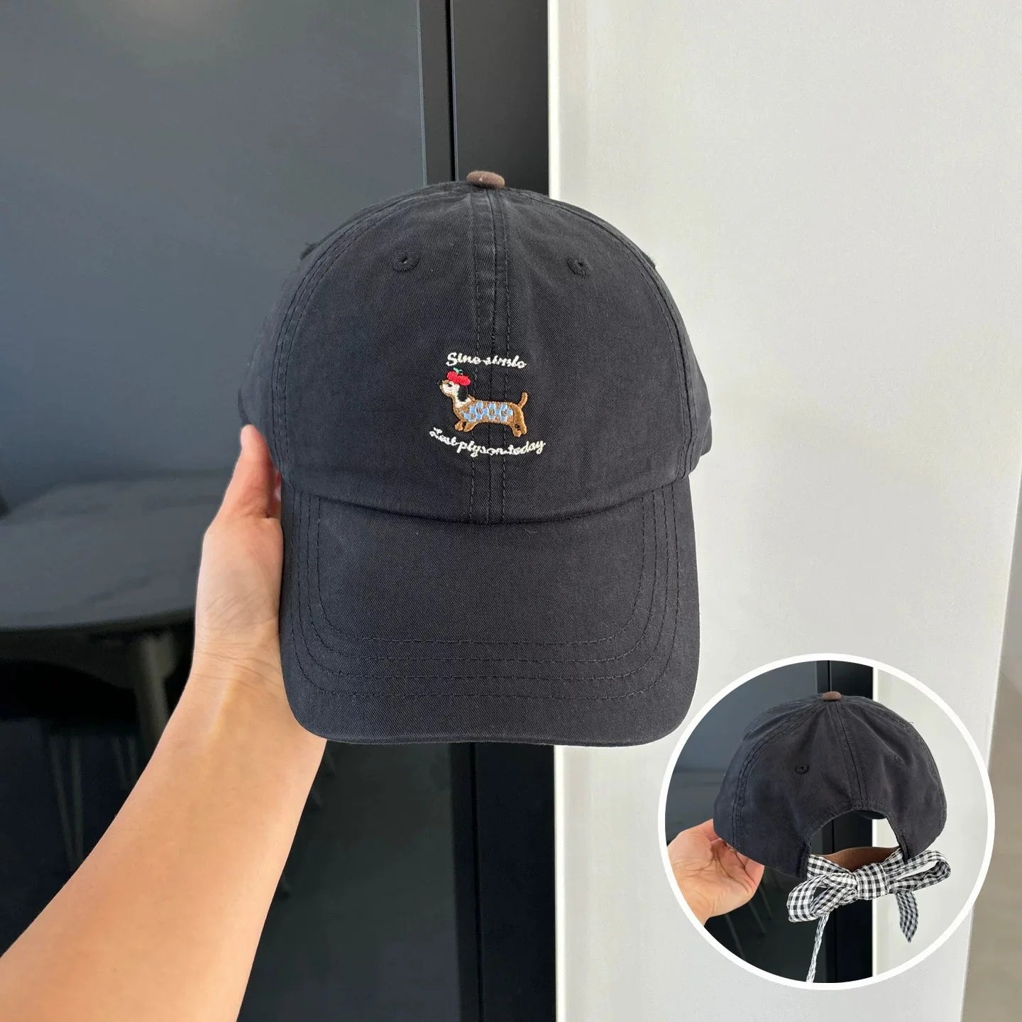 Women Cartoon Embroidered Letters Sausage Dog Baseball Hats