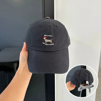 Women Cartoon Embroidered Letters Sausage Dog Baseball Hats
