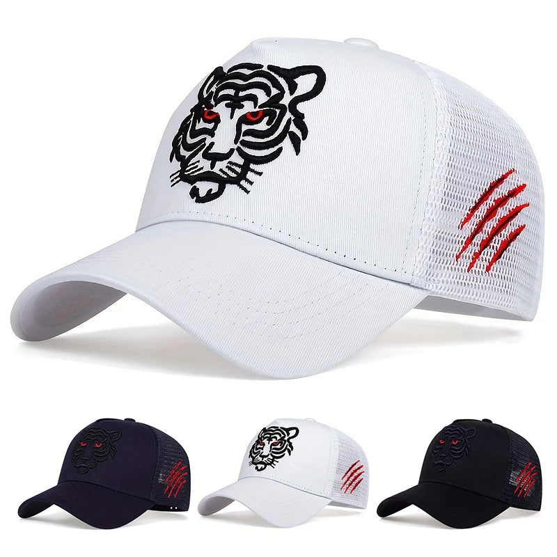 Unisex Tiger Head Embroidery Baseball Net Caps Outdoor Adjustable Casual Hats Sunscreen Hat Sports Cap