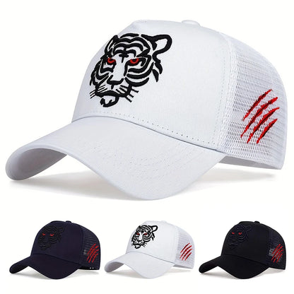 Unisex Tiger Head Embroidery Baseball Net Caps Outdoor Adjustable Casual Hats Sunscreen Hat Sports Cap