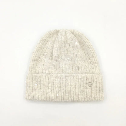 Winter Real Fox Fur Pompom Hats Sequin Skullies Beanie For Women Wool Knitted Hats