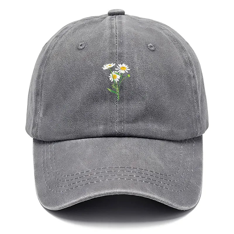 Embroidery Flowers Baseball Cap Washed Cotton Vintage Dad Hat