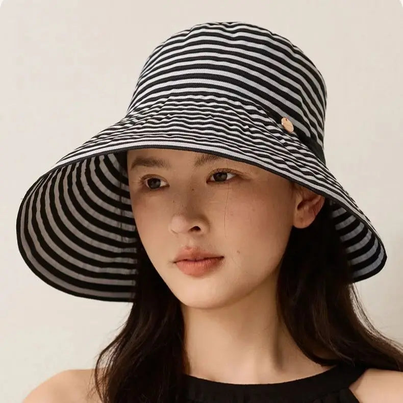 Striped Sunglasses Hat Versatile Sun Hat