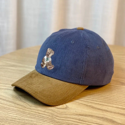 Cute Embroidered Bear Baseball Hat Breathable Wide Brim