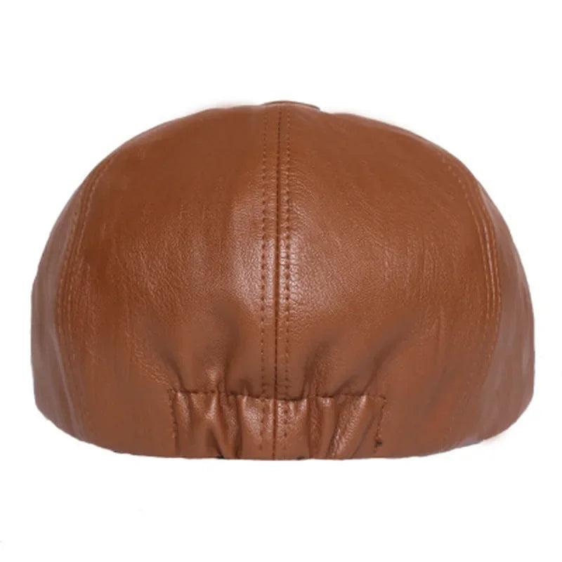 Retro Octagonal Leather Hat Autumn Men's Beret Elegant Fashion Cap