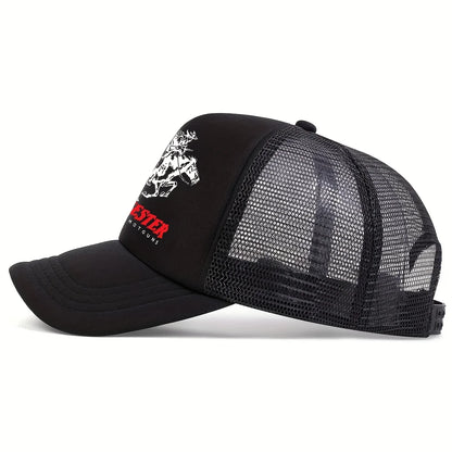 Winchester Printed Half Mesh Baseball Cap Unisex Vintage Style Outdoor Sun Hat