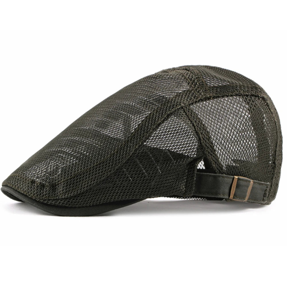Men Women Breathable Mesh Trucker Cap Solid Plain Ivy Flat Cap Male Female Berets