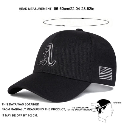 Unisex A Letter Embroidery Side American Flag Baseball Cap Spring Autumn Outdoor