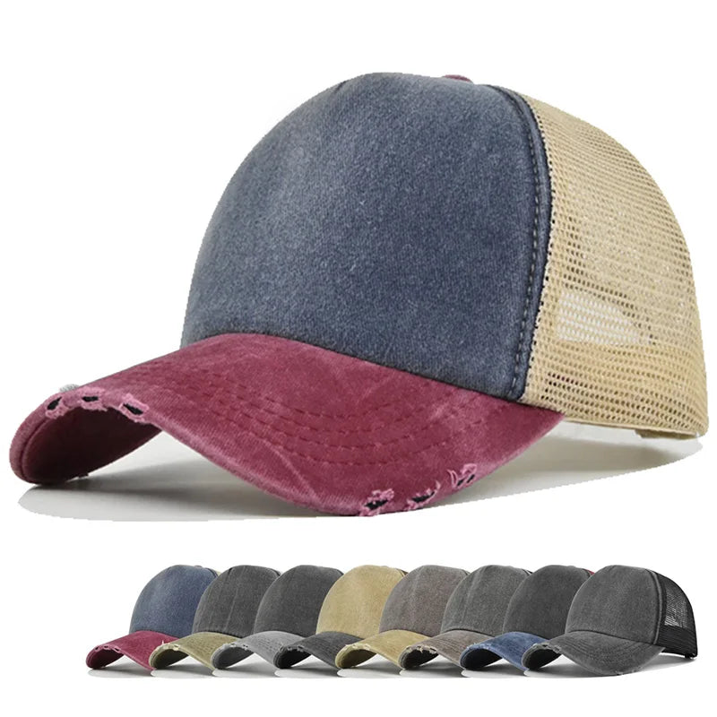 Unisex Color Block Broken Style Baseball Hats