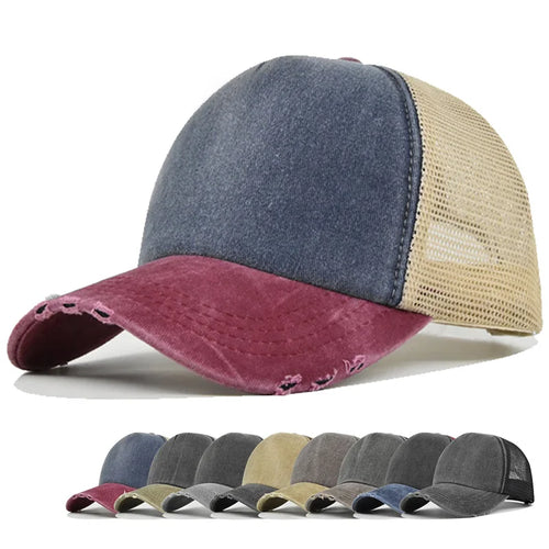 Unisex Color Block Broken Style Baseball Hats