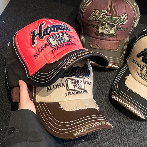 Retro Letter Embroidery Baseball Caps for Women Men