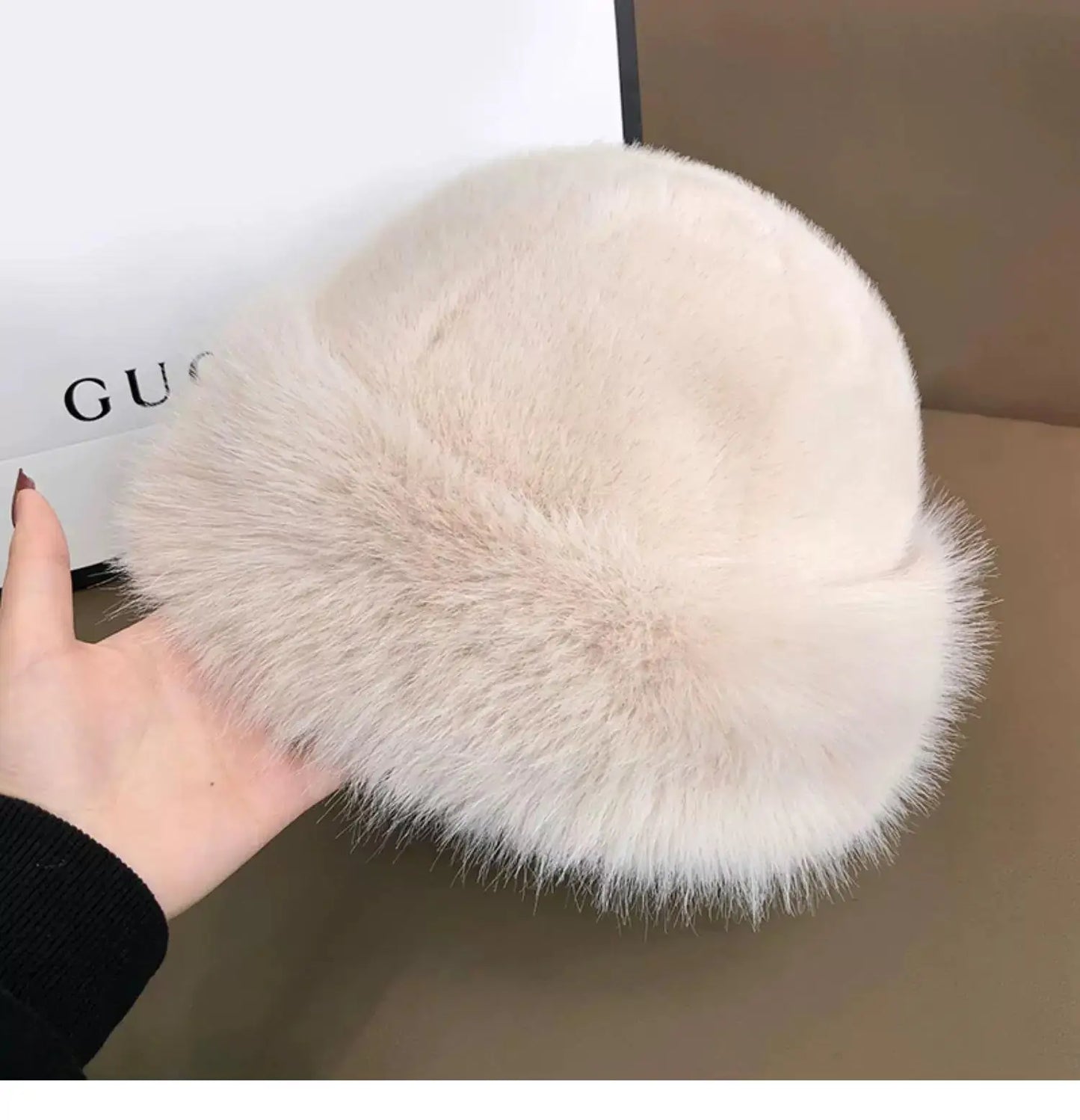 Fluffy Fur Bucket Hat For Women Plush Fisherman Hat
