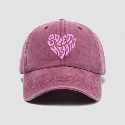 Pink Heart-Shaped Letter Printed Baseball Cap