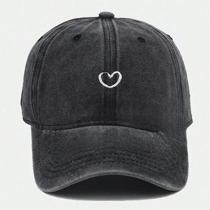 Hand Drawn Heart Hat Women Embroidered Baseball Cap