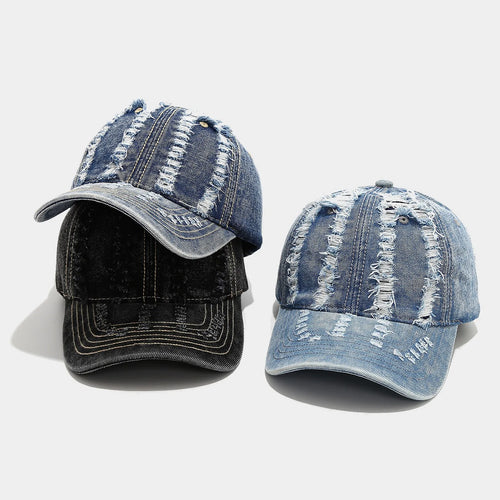Stylish Distressed Washed Denim Baseball Cap Women Men