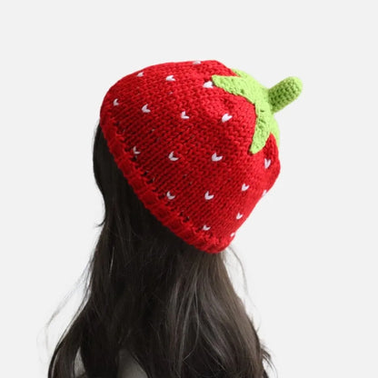 Grape Creative Knitted Fruit Hat Playful Warm Strawberry Pullover Cap