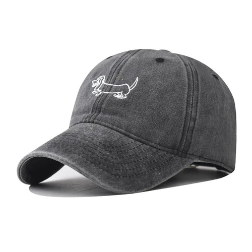 Cotton Washed Dog Embroidered Baseball Cap
