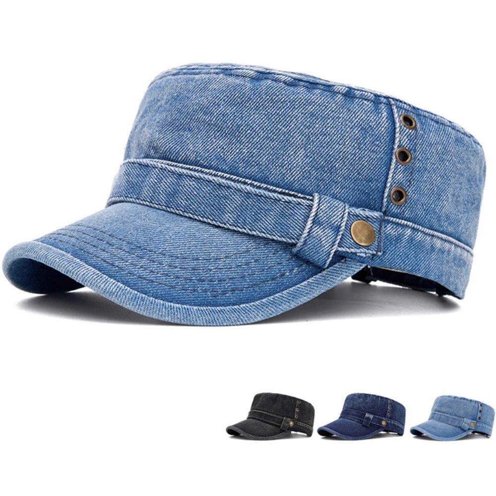 High Quality Baseball Cap 100% Cotton Denim Flat Top