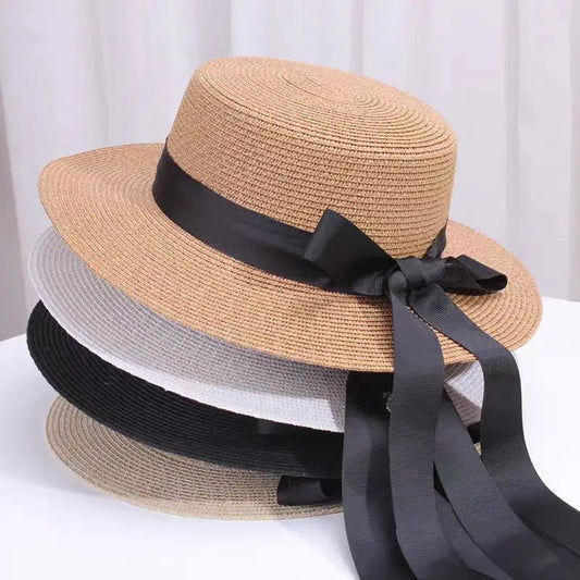 Spring Summer Classics Straw Hat Female Flat Top Bucket Hats